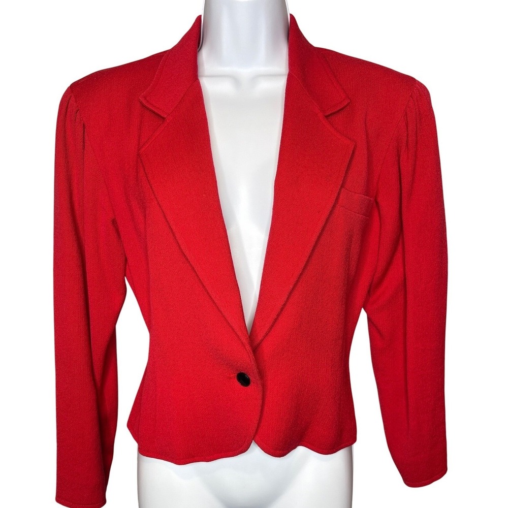 Vintage Ungaro Ter 80s Red 100%‎ Wool Single Button Blazer Jacket Size 4/38 Bold